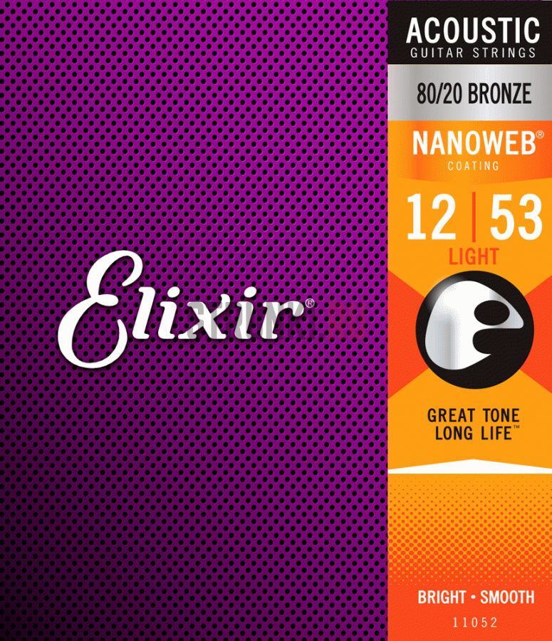 ELIXIR 11052 NANOWEB Струны для акустической гитары 12-53
