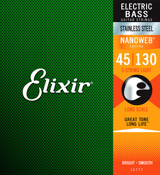 ELIXIR 14777 NANOWEB Струны для 5-струнной бас-гитары 45-130