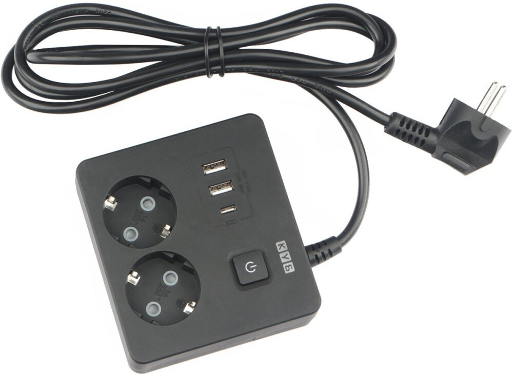 POWER CUBE PC-1B-2M Удлинитель, 2 розетки, 3 USB-порта
