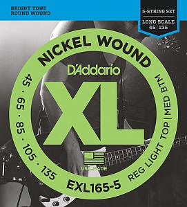 D`ADDARIO EXL165-5 XL Струны для 5-струнной бас-гитары 45-135